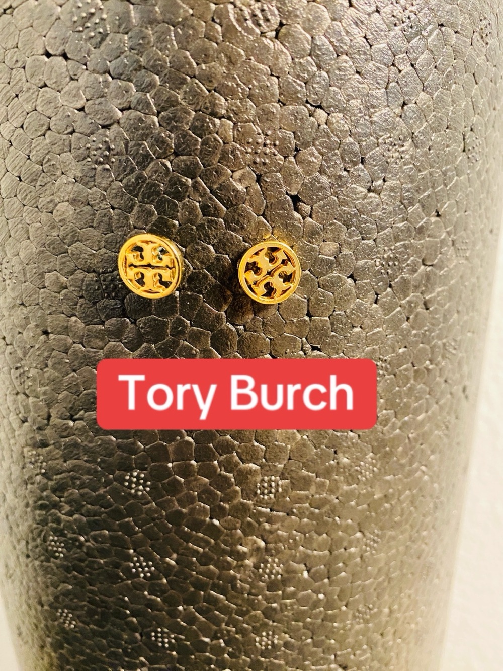 Tory Burch Gold Logo Circle Stud Earrings
